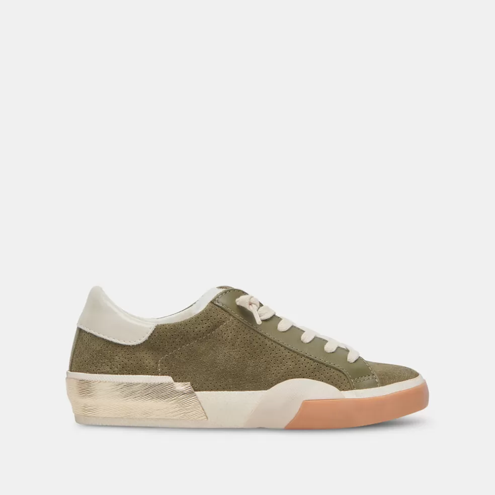 DOLCE VITA Zina Plush Sneakers Moss Perforated Suede