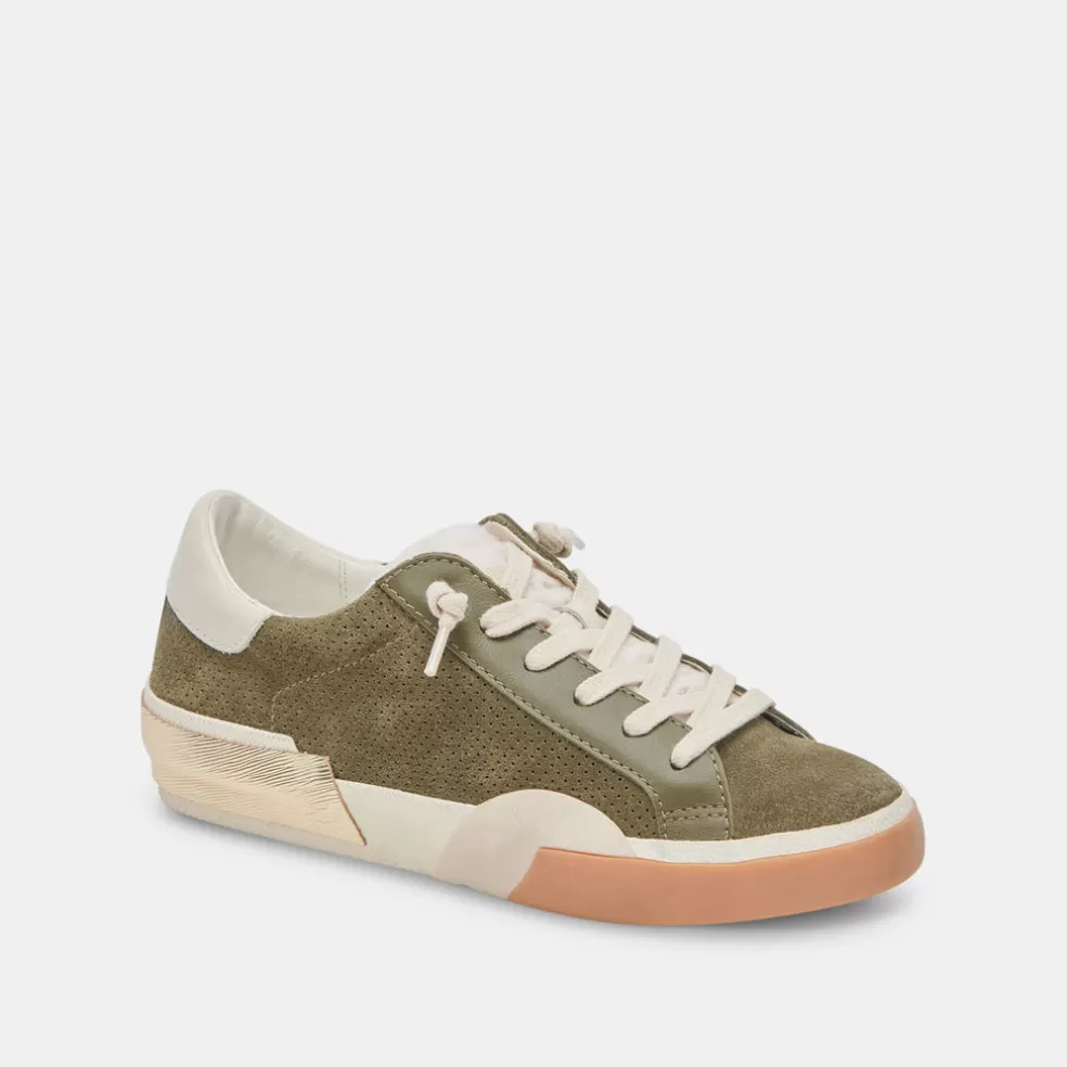 DOLCE VITA Zina Plush Sneakers Moss Perforated Suede