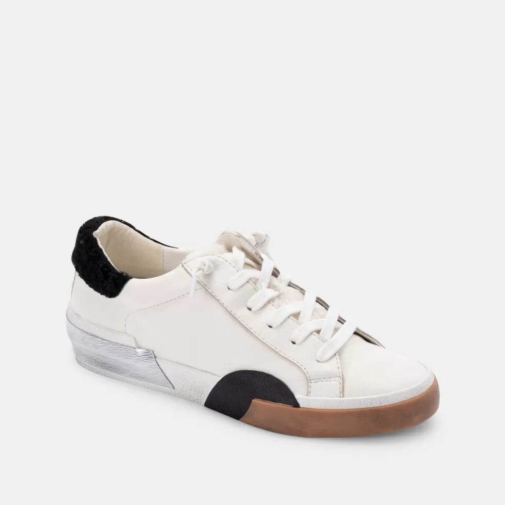 DOLCE VITA Zina Plush Sneakers White Black Leather