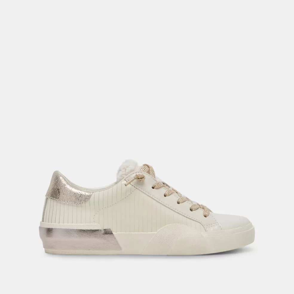 DOLCE VITA Zina Plush Sneakers White Sliced Leather