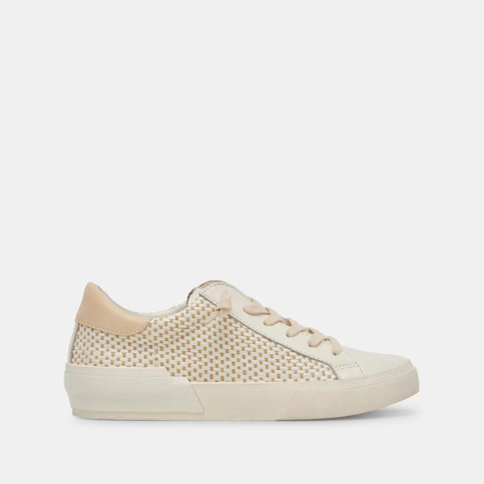 DOLCE VITA Zina Sneakers Tan Cream Raffia