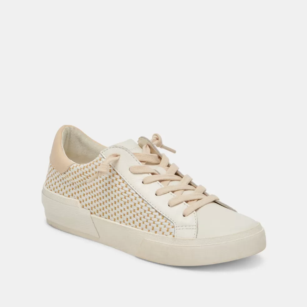 DOLCE VITA Zina Sneakers Tan Cream Raffia