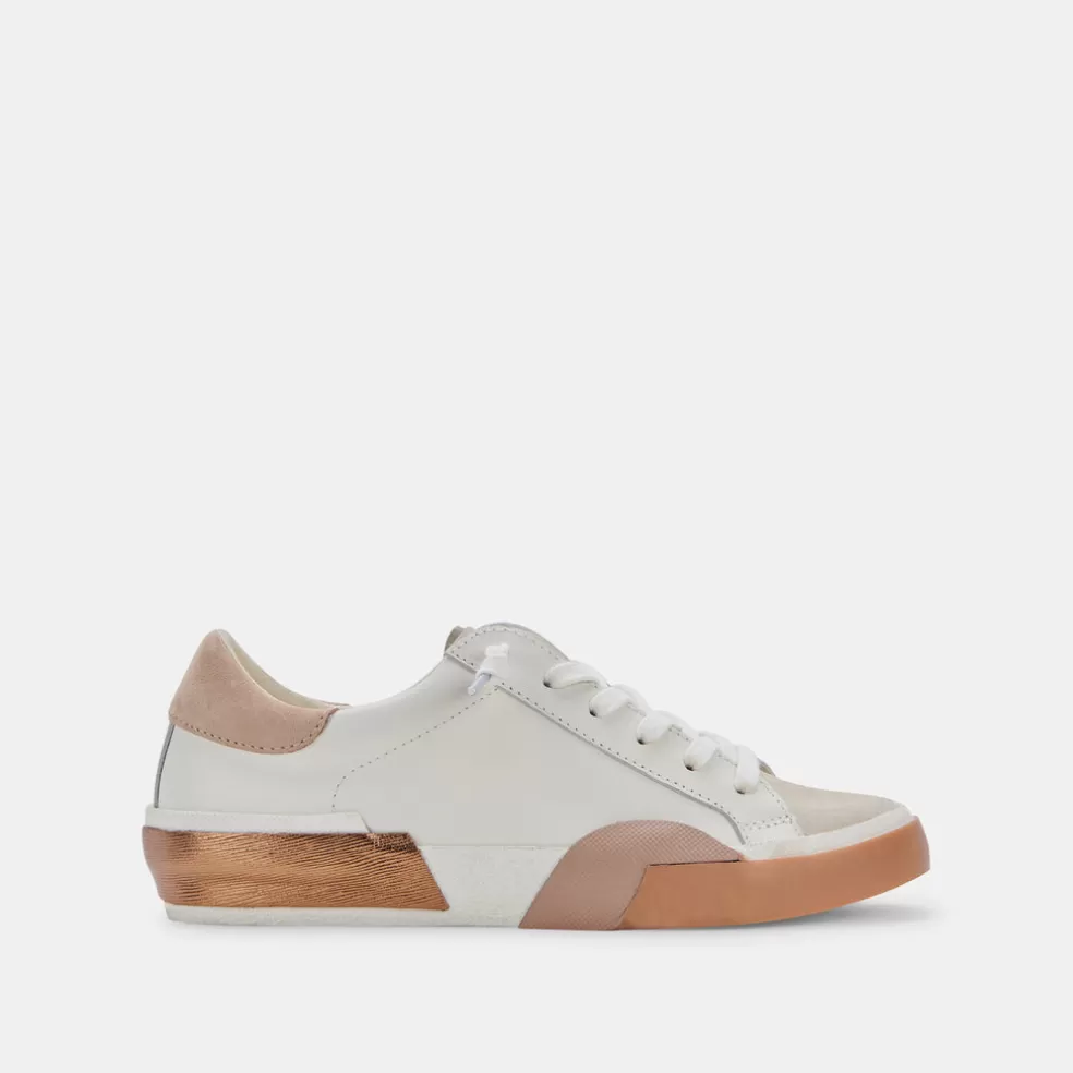 DOLCE VITA Zina Wide Sneakers White Tan Leather